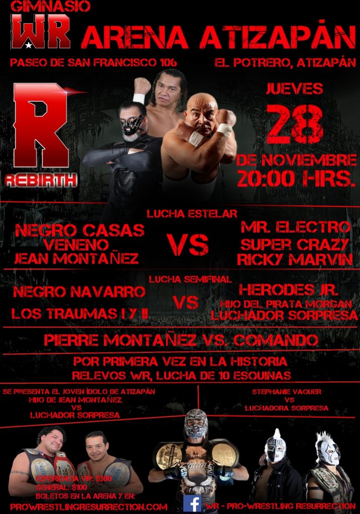 Negro Casas y luchadores sorpresa el 28 de noviembre en WR Arena Atizapán |  THE GLADIATORES Lucha Libre
